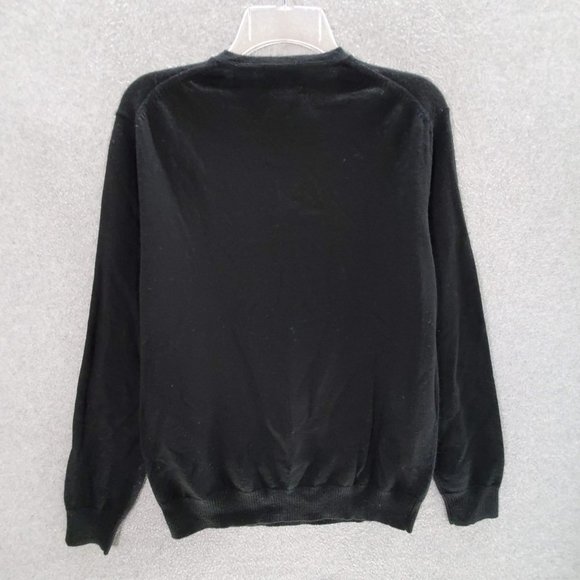 Calvin Klein Men Sweater Medium Black 100% Extra Fine Merino Wool V Neck READ - Picture 5 of 8